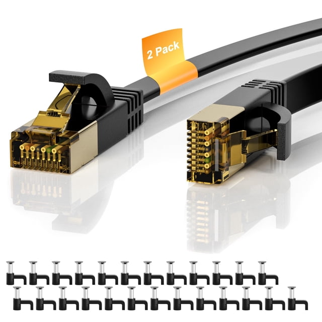 Cable Ethernet Mygatti Cat 7 de 20 pies, 2 unidades, 10 Gbps 600 MHz, negro