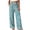 Light Blue, variant on Costeam Womens Tropical Leaf Print Wide Leg Pants Dual Side Deep Hand Pockets Adjustable Drawstring Elastic High Waist Loose Flow Lightweight Summer Casual Long Trousers