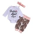 thumbnail image 1 of Kmbangi Girl's 3Pcs Romper Set Long Sleeve Top with Printed Pants and Headband, 1 of 7