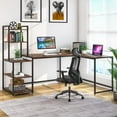 thumbnail image 2 of Tribesigns 79" Reversible L-Shape Industrial Desk with 5-Tier Storage Shelves, 2 of 5