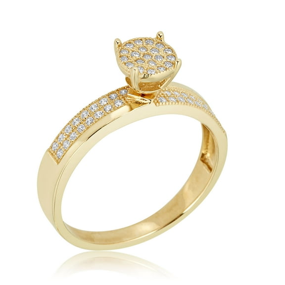 AVORA 10K Yellow Gold Simulated Diamond CZ Engagement Wedding Anniversary Band Ring - Size 7.5