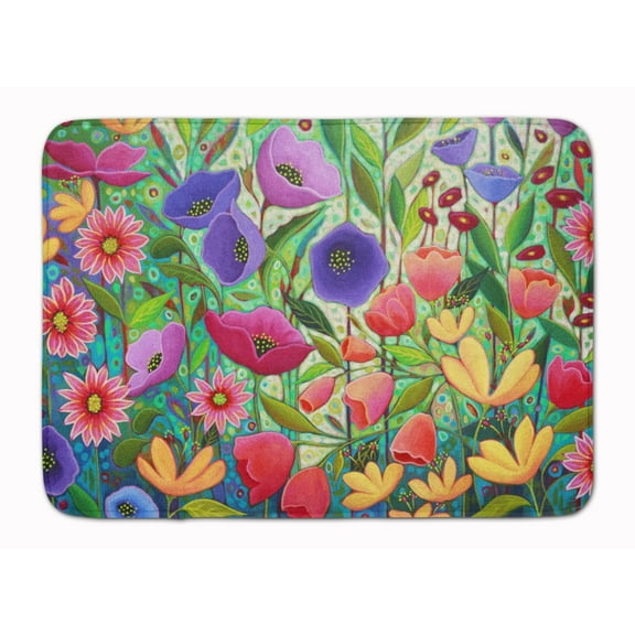 Enchanted Garden Flowers Machine Washable Memory Foam Mat
