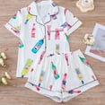 thumbnail image 2 of Bibifish Women Pajama Sets Summer Short Sleeve Funny Graphic Print Pj Sets Bottons Down Pj Tops With Shorts Lightweight Nightwear Sets, 2 of 6