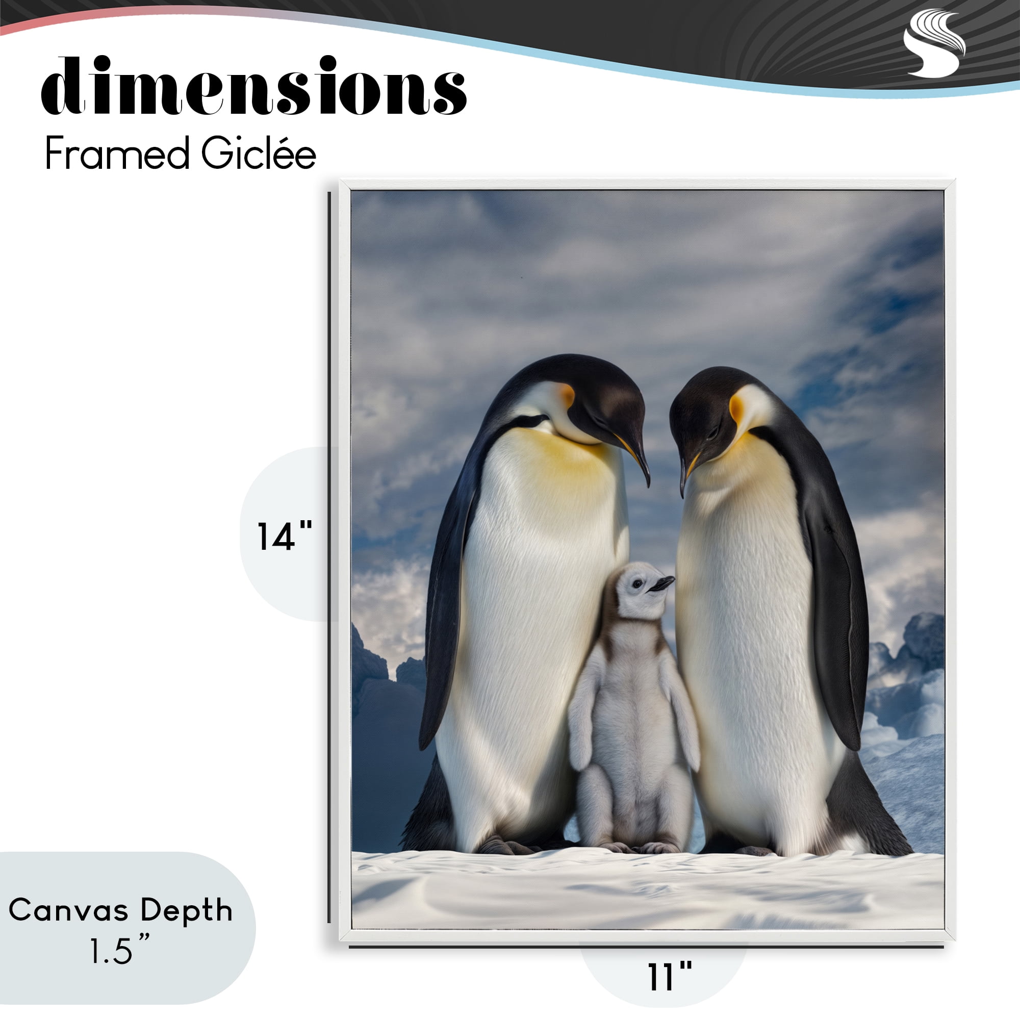 Stupell Industries Penguins In The Wild White Framed Giclee Art, design by Scott Stulberg