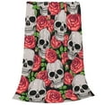 thumbnail image 2 of Fotbe Skull and Roses Manta de Franela Acolchonada con Estampado, Súper Suave y Esponjosa, Extra Grande para Sofá, Cama, Uso Todo el Año-60"x50", 2 of 7