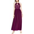 thumbnail image 1 of Vestido de encaje con purpurina Morgan & Co Maxi para mujer morado, 1 of 1