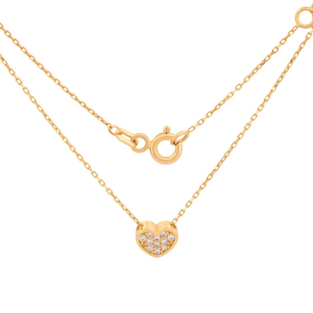 Gargantilla Dama Corazón Piedras Oro Amarillo Sólido 14k amarillo 00