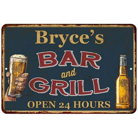 Bryce's Green Bar and Grill Sign 8 x 12 High Gloss Metal 208120044180