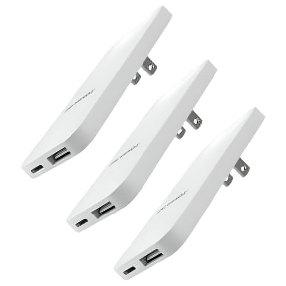 (3 Pack) Flat Type C Wall Charger, Galvanox Ultra Slim Dual Port USB-C / USB-A Multi Port Travel Plug, Low Profile Power Adapter (Fast Charging 20W)