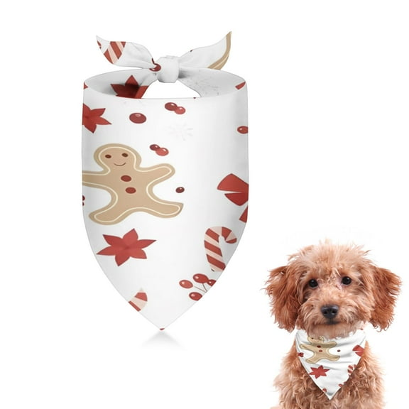 Dog Bandana 1 Pack,Red Christmas Gingerbread Man Pattern Bandanas for Dogs,Cat Bandana,Small/ Large Dog Bandana 2 Size,Dog Bandanas Girl Boy