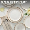 thumbnail image 3 of Vesteel Dinnerware Set, 12 Pieces Premium Stoneware Plates and Bowls Set for 4, Handmade Reactive Glaze Dishes for Home, Chip & Scratch Resistant, Microwave and Dishwasher Safe - Pearl White, 3 of 9