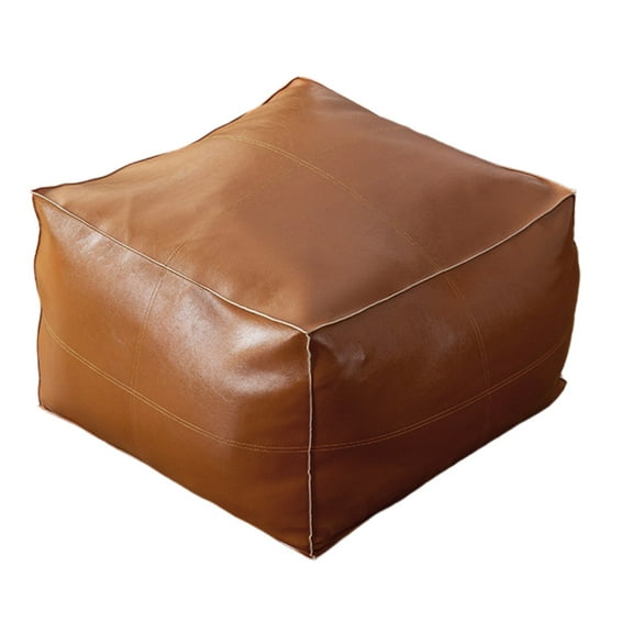 Faux Leather Unstuffed Pouf Ottoman with Zipper, Storage Ottoman, Foot Stool, Lazy Sofa, Rest Stool Under Desk, Stuffable Storage Dolls Old Blankets Clothes Pillows