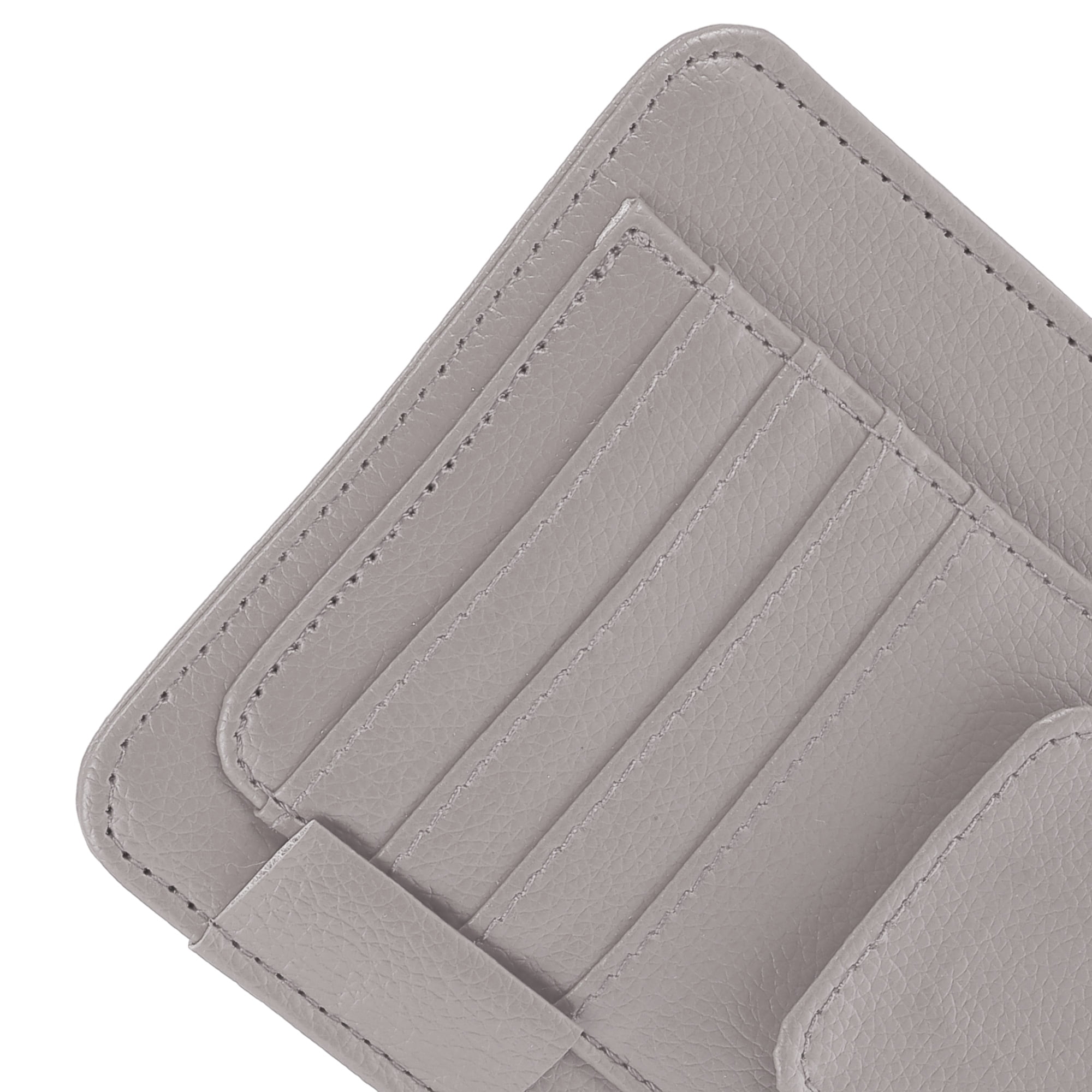 Unique Bargains PU Leather Car Sun Visor Organizer Glasses Holder and Card Holder Gray