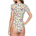 thumbnail image 4 of Easygdp Cute Flower Women's One-Piece Swimsuit Slim Fit Crew Neck Bodysuit Athletic Swimwear with Concealed Buckle - Small, 4 of 9