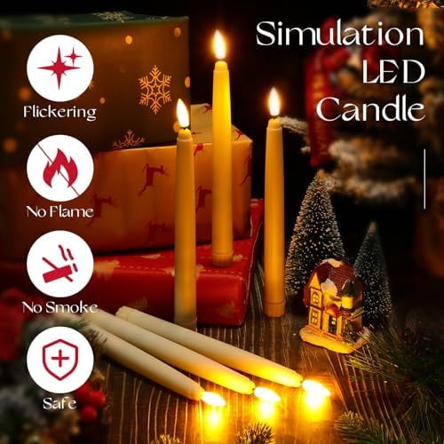 50 Pcs Flameless Taper Candles LED Taper Candles Flickering Bulk Ivory LED Candlestick for Halloween Christmas Wedding Church Easter Party Decor Table Centerpiece, 8.5 in, No Batteries$