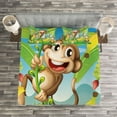 thumbnail image 3 of Ambesonne Cartoon Quilted Bedspread Set 3 Pcs, 2 Monkeys and Bananas, Queen Size, Multicolor, 3 of 3