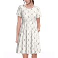 thumbnail image 1 of Bixox Robe d'Été à Manches Courtes pour Femmes Robe Ample Longueur Genou avec Poches-Ancres, 1 of 7