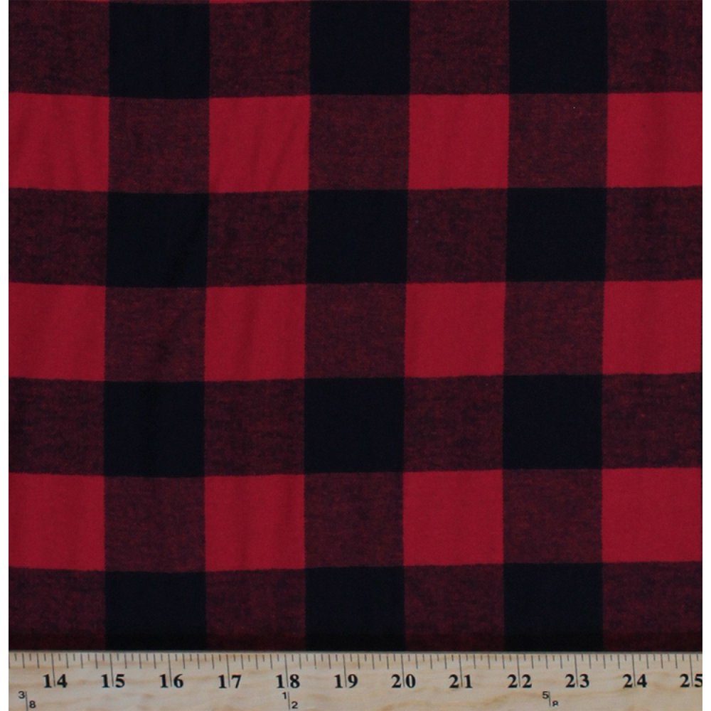 Flannel Buffalo Plaid 1.75" Buffalo Check Red Black Woven Cotton