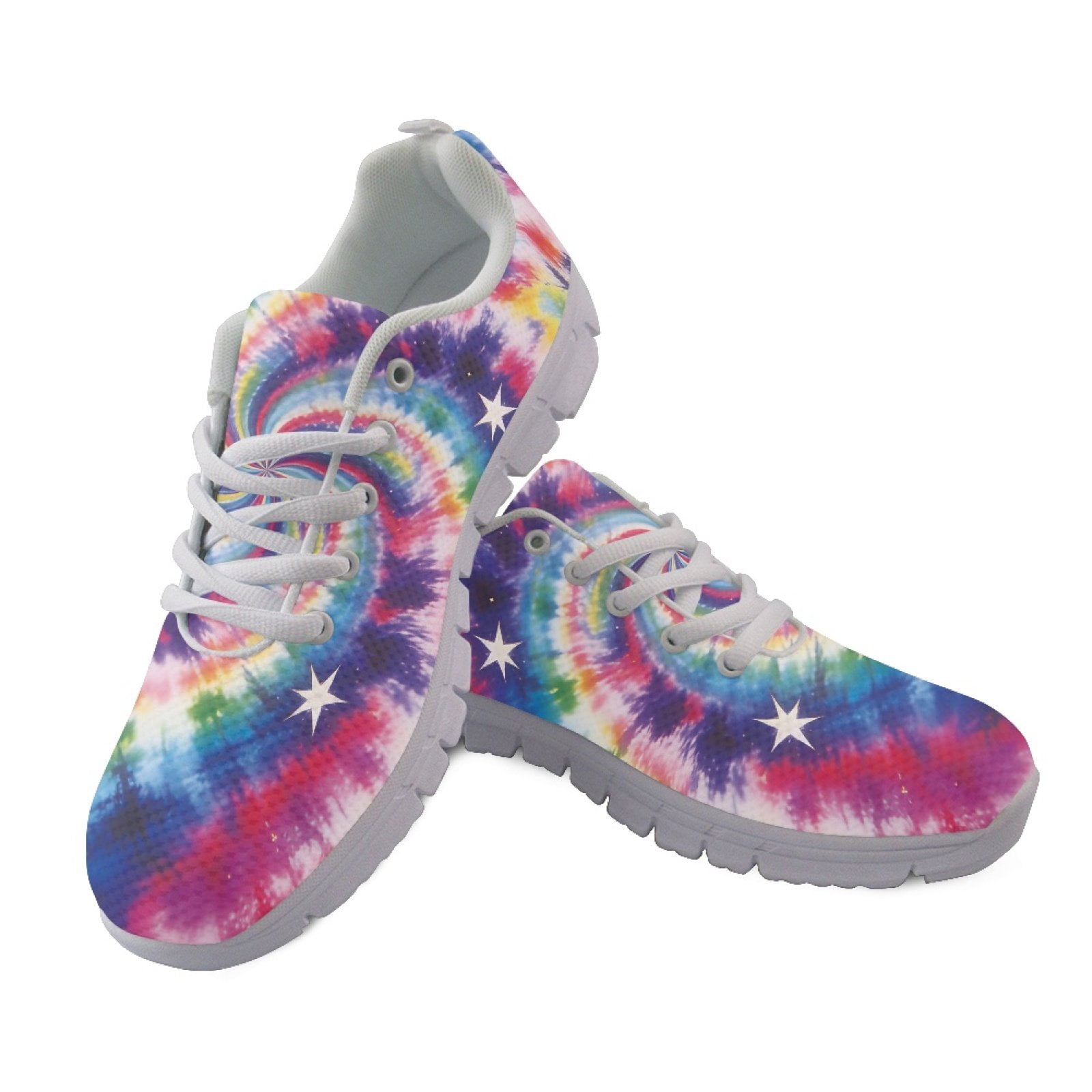 COEQINE Star Tie-dye Tennis Shoes for Women Girls Sneakers Lightweight Athletic Work Shoes Breathable Footwear for Jogging Training Climbing