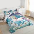 thumbnail image 3 of Manfei Magic Unicorn Bedding Comforter Set,Fairy Tale Theme Twin Comforter Sets,Cute Cartoon Animal Bedding Set For Teens,Microfiber Bedroom Decor Reversible,2pcs, 3 of 8