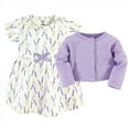 thumbnail image 2 of Touched by Nature Baby and Toddler Girl Organic Cotton Dress and Cardigan 2pc Set, Lavender, 0-3 Months, 2 of 4