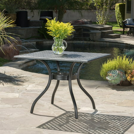 Miguelito Black Sand Cast Aluminum Square Table (Best Way To Sand Furniture)