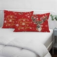 thumbnail image 3 of Red Christmas Pillow Covers, Linen Long Throw Pillow Case, Winter Deer Cardinal Berry Leaves Snowflakes Holiday Pillow Protector Decorative Cushion Cover for Living Room/Bedroom 20" x 30", 3 of 8