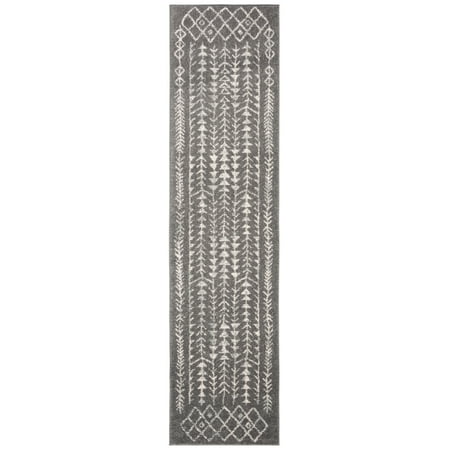 SAFAVIEH Tulum Goddard Oriental Runner Rug, Dark Grey/Ivory, 2' x 11'