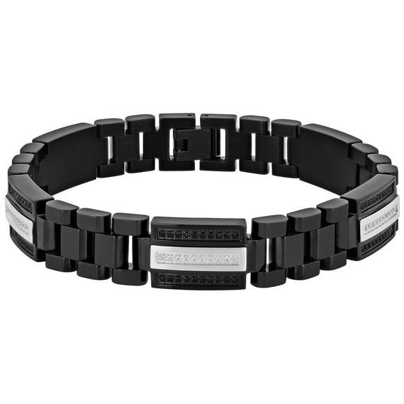 0.81CT. TW. Black & White Diamond Bracelet in Stainless Steel