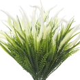 thumbnail image 1 of Xiao Hua 12 paquetes de plantas artificiales de exterior con césped artificial y flores, resistentes a los rayos UV, para decorar jardineras, porches y ventanas (blanco), 1 of 5