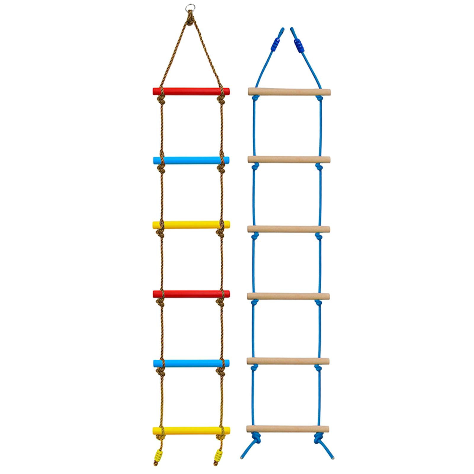 KIDS TOY WOODEN ROPE LADDER SWING 6 RUNGS FOR BUNK BEDTREE HOUSE OUTDOOR INDOOR 