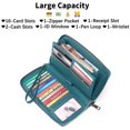 thumbnail image 3 of Womens Wallet Rfid Blocking Leather Zip Around Wallet Large Capacity Long Purse Credit Card Clutch Wristlet Lake Blue, 3 of 5