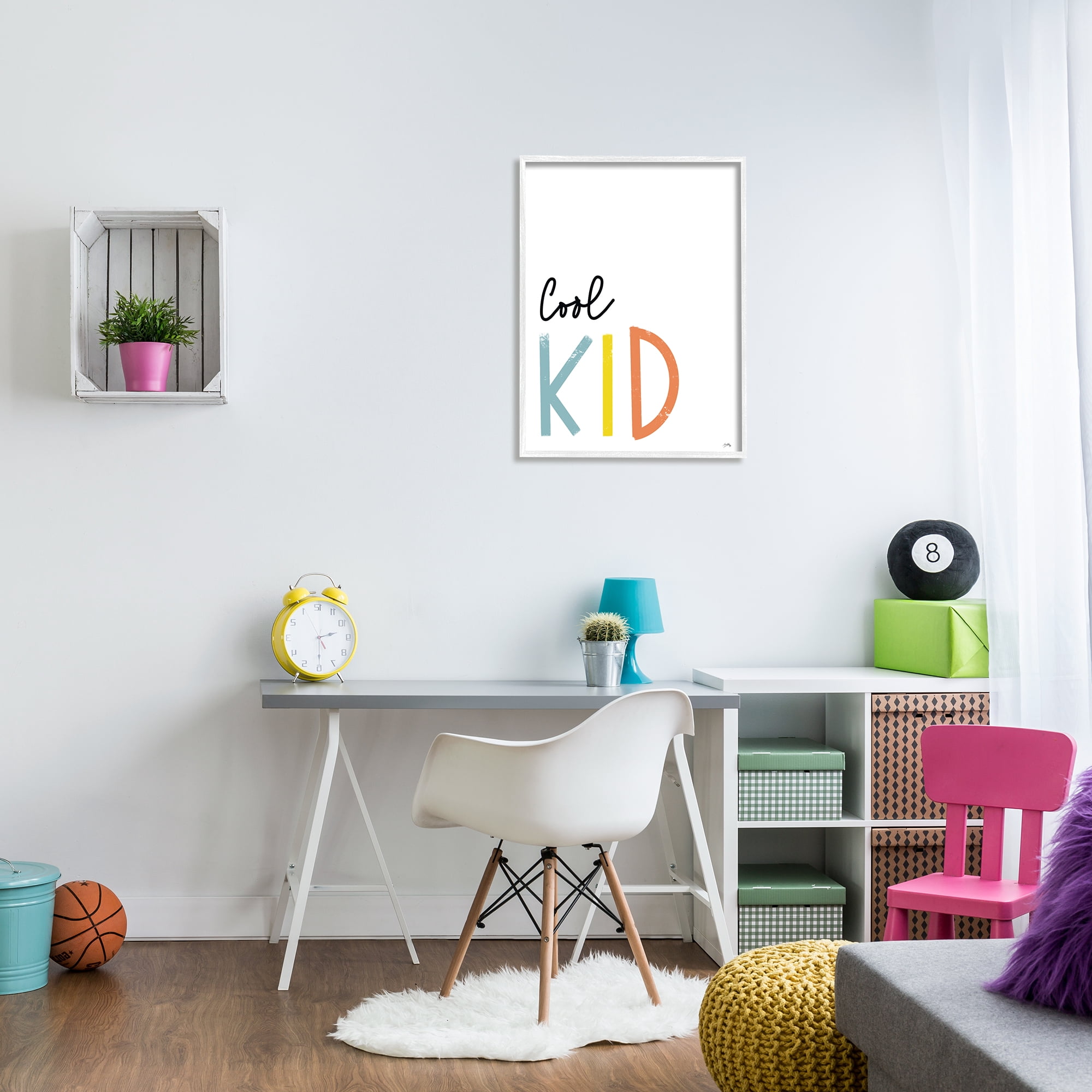 Stupell Indtries Cool Kid Text Minimal Red Yellow Blue Typography,24 x 30,Design by Elizabeth Medley
