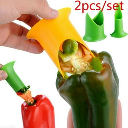 

2Pcs/set Creative Pepper Corer Slicer Pepper Seeded Remover Device Tomato Coring Device Fruit Vegetable Cutter