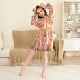thumbnail image 3 of FORMRS Niños Bathrobe Unisex Hooded Robe Soft Plush Pajamas Sleepwear, Size 2-3T, Abstract Orange Flowers, 3 of 7