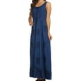 thumbnail image 3 of Sakkas Stella Long Tank Top Adjustable Caftan Corset Dress With Embroidery - Navy - S/m, 3 of 4