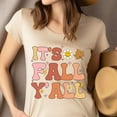 thumbnail image 4 of Cute It’s Fall Y’all Graphic T-Shirt Pumpkin Spice Season Top, Dark Heather, Size L, 4 of 6