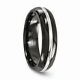 thumbnail image 5 of Edward Mirell Black Titanium Domed & 925 Sterling Silver Inlay 6mm Band Size: 6; for Adults and Teens; for Women and Men, 5 of 7
