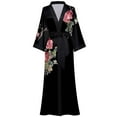 thumbnail image 3 of Afdoent Robes For Women Satin Floral Kimono Robe For Women Cool Sensation 3/4 Sleeve Long Casual Home Wear Bathrobe Sleepwear Sleepwear, 3 of 5