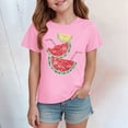 thumbnail image 2 of NOLDARES Girls Summer T Shirts Loose Curved Hem Short Sleeve Shirt Athletic Casual Tops Tees 4-14 Years(Pink,7-8 Years), 2 of 4