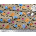 thumbnail image 2 of Soimoi Brown Cotton Voile Fabric Stripe & Monster Cartoon Printed Fabric 1 Yard 42 Inch Wide, 2 of 3