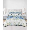 thumbnail image 2 of Quilts Full Size Bedding Set, Hydrangea Eucalyptus Lightweight Quilted Comforter, Summer Botanical Leaves Butterfly Soft Reversible Bedspread Coverlet with Pillow Covers for All Season, 78" x 90", 2 of 7