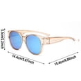 thumbnail image 2 of Big Round Sunglasses Men Women Oversized Blue Tinted Lens Frame UV Protection Transparent Champagne Shades for Travel Driving Outdoor, 2 of 5