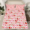 thumbnail image 2 of Manfei Cute Red Strawberry Bed Sheets for Kids, Princess Pink Bowknot King Sheets, Rustic Flower Floral Sheet Set, Ultra Soft Home Decor, 4pcs, 2 of 7