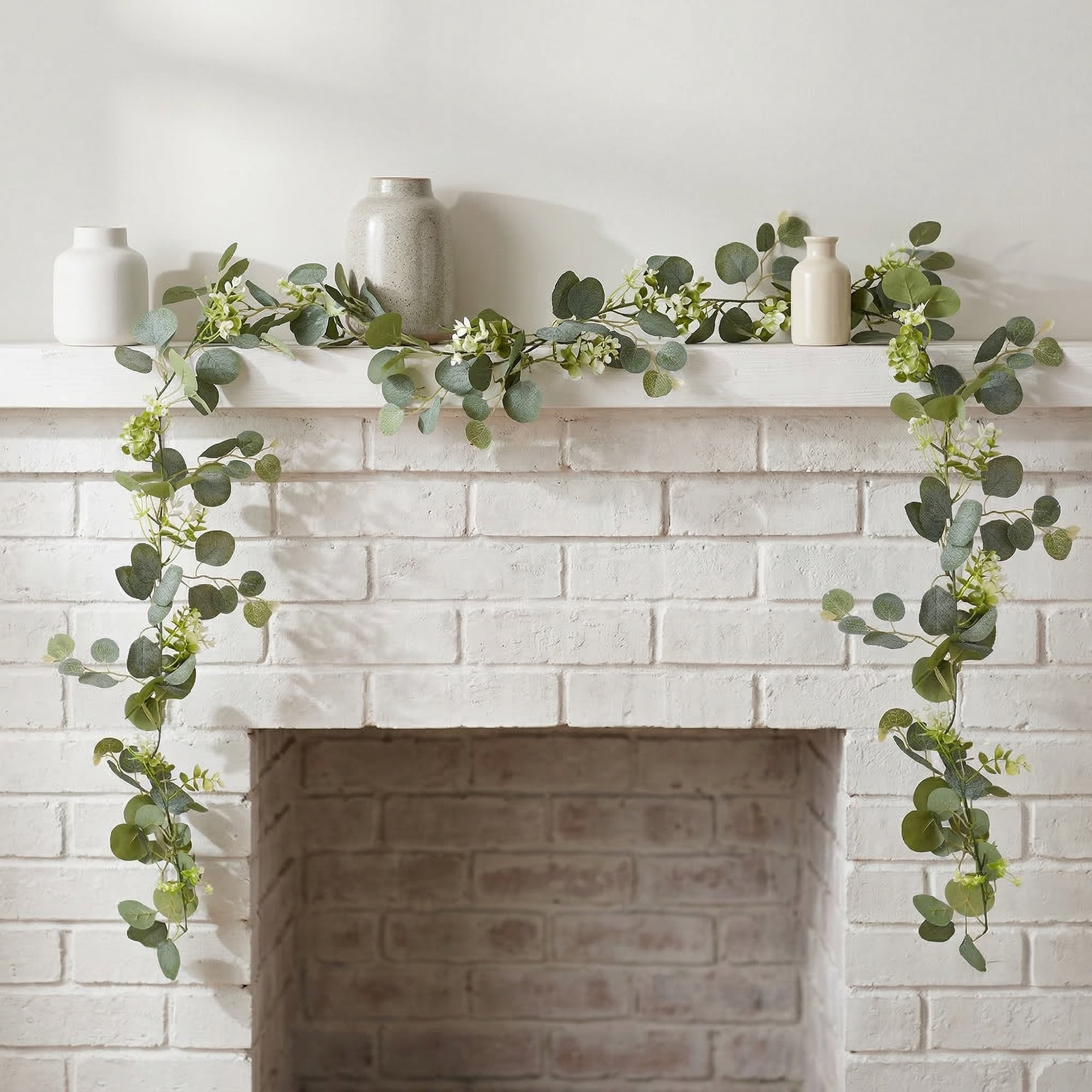 Unique Bargains 4Pcs Artificial Eucalyptus Garland Faux Runner Rose Vine Yellow 71inch