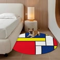 thumbnail image 2 of Abstract Geometric Round Area Rug 8Ft Washable Large Circle Rugs for Living Room Dorm, Modern Color Blocks Red Yellow Blue Non-Slip Carpet Floor Mats Indoor Outdoor Carpet Runner Aesthetic Home Decor, 2 of 8