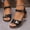Black, variant on Women's Wide Width Block Heel Sandals Ankle Buckle Strappy Chunky Heels Walking Shoes Pink 9.5(43)