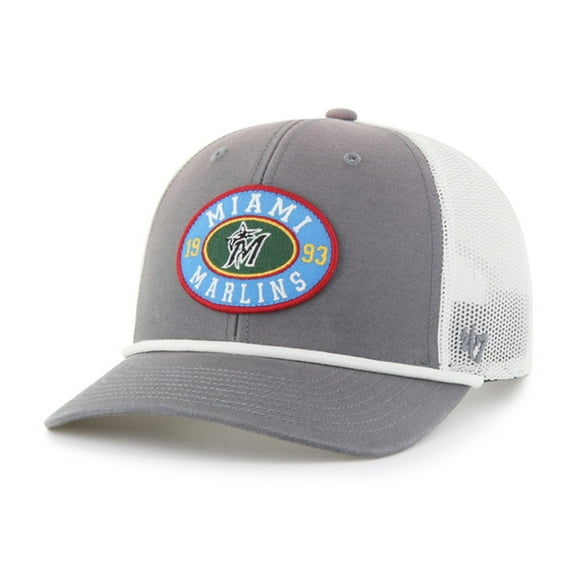 Men's '47 Gray/White Miami Marlins Tide Sweep Rope Trucker Adjustable Hat