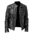 thumbnail image 4 of Fgnfyis Mens Jackets Motorcycle Leather Jacket Stand Collar Punk Style Outerwear Coat for Casual Daily Wear and Riding Winter Coats for Men Black XXXXXXXXL, 4 of 4