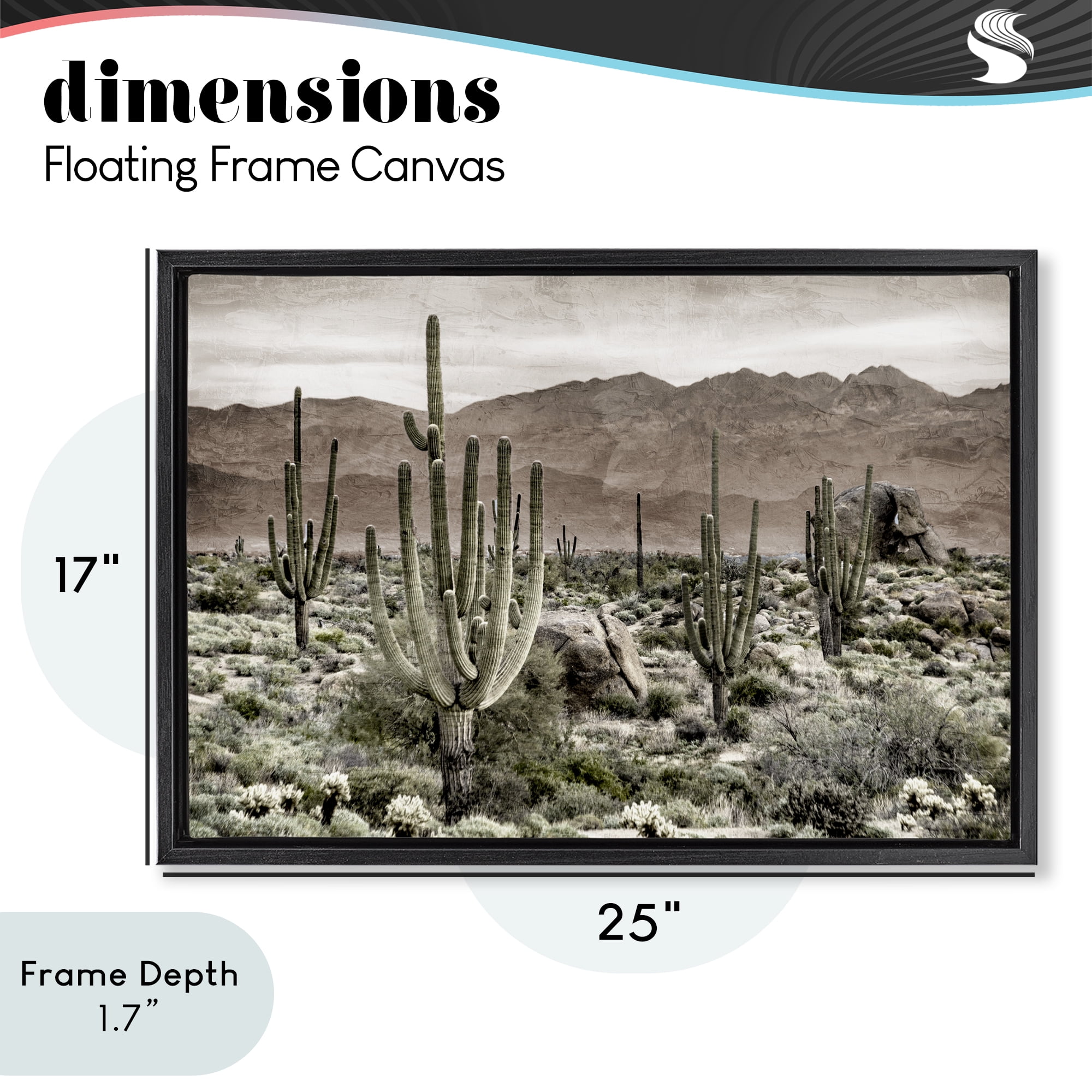 Stupell Industries Desert Land Cacti Wilderness Black Framed Floater Canvas Wall Art, design by Kim Allen